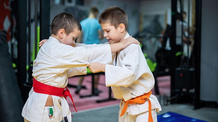 Two kids who are interested in martial arts training